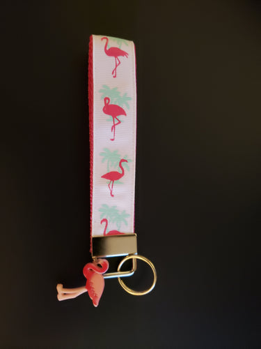 Pink Flamingo & Accent Key Fob