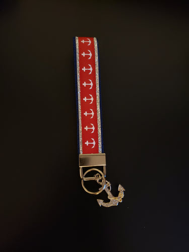 Red, Sparkly & Blue Anchor Key Fob 